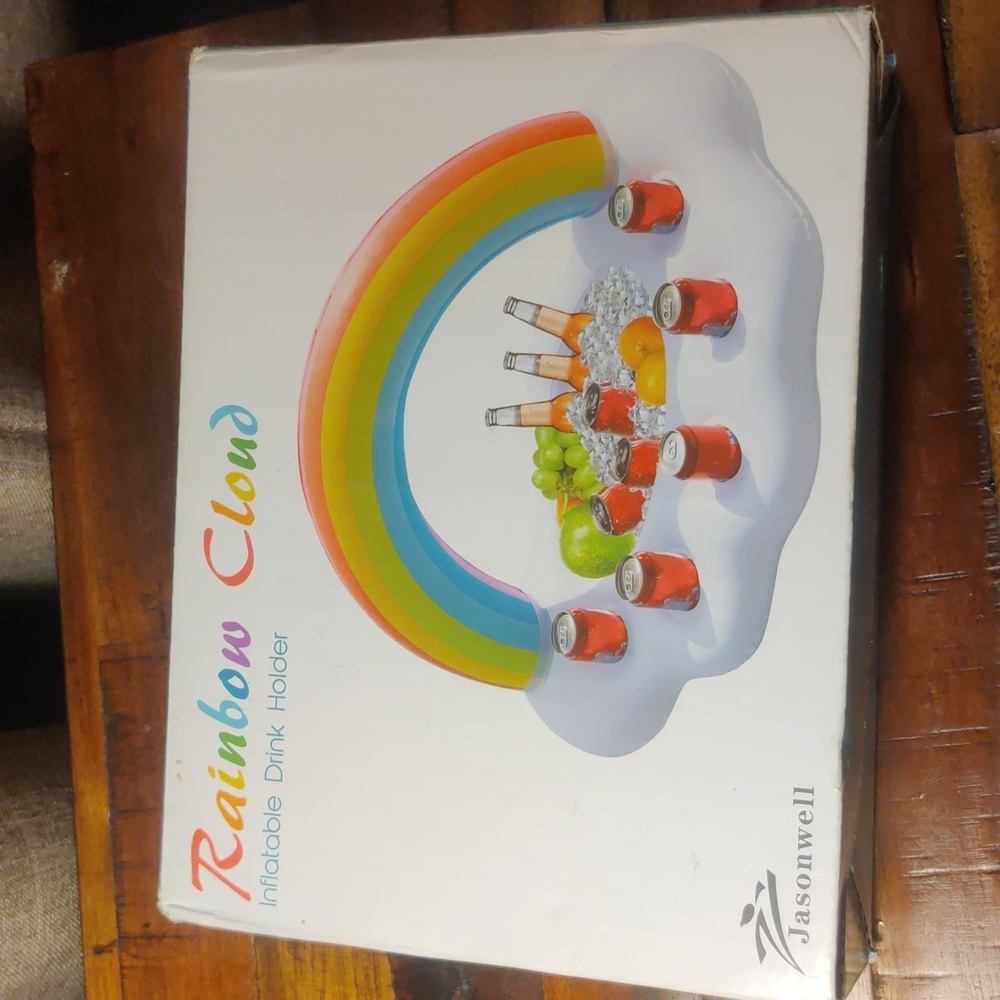 Inflatable Rainbow Cloud Drink Holder Floating